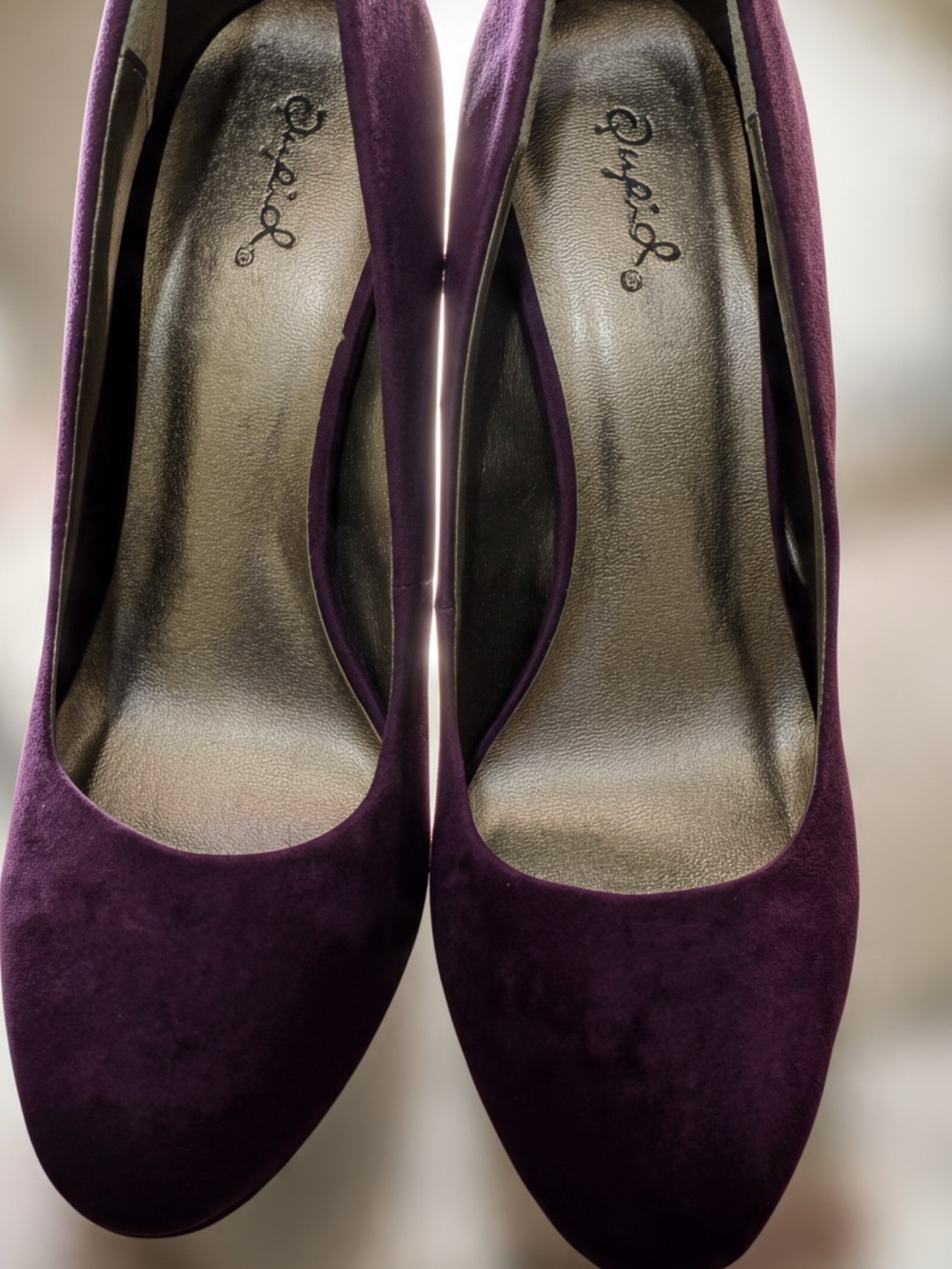 Qupid Women's Deep Purple Suede Round-Toe Pumps